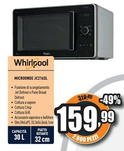 Microonde jc216sl offerta di Unieuro