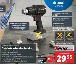 Lidl PARKSIDE PERFORMANCE Pistola termica ricaricabile offerta