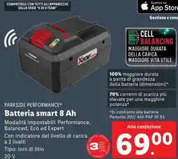 Lidl PARKSIDE PERFORMANCE Batteria smart 8 Ah offerta