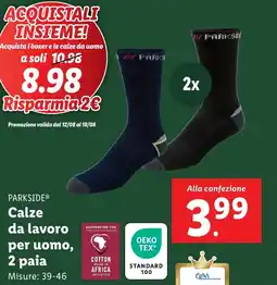 Lidl PARKSIDE Calze da lavoro per uomo, 2 paia offerta