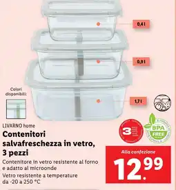 Lidl LIVARNO home salvafreschezza in vetro, 3 pezzi offerta