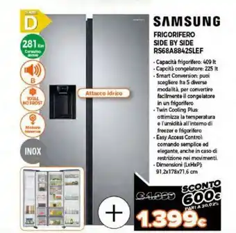 Expert Samsung Frigorifero Side by Side RS68A8842SLEF offerta