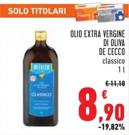 Conad OLIO EXTRA VERGINE DI OLIVA DE CECCO classico 1l offerta