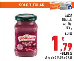 Conad SALSA TIGULLIO vari tipi 185 g offerta