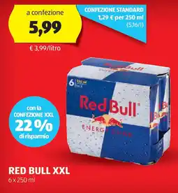 ALDI RED BULL XXL 6x250 ml offerta