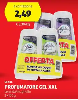 ALDI GLADE PROFUMATORE GEL XXL lavanda/mughetto 2x150g offerta