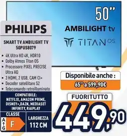Unieuro PHILIPS SMART TV AMBILIGHT TV 50PUS8079 offerta