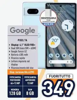 Unieuro Google PIXEL 7A offerta