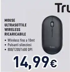 Unieuro MOUSE ULTRASOTTILE WIRELESS RICARICABILE offerta