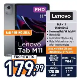 Unieuro Lenovo TAB M11 ZADB0134SE offerta