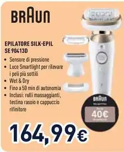 Unieuro BRAUN EPILATORE SILK-EPIL SE 90413D offerta