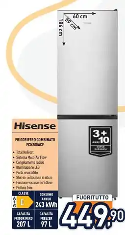 Unieuro Hisense FRIGORIFERO COMBINATO FCN300ACE offerta