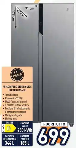 Unieuro Hoover FRIGORIFERO SIDE BY SIDE HHSBS06174DX offerta