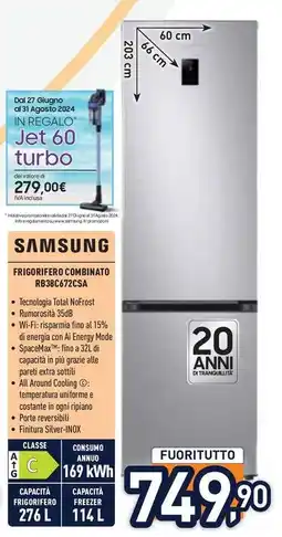 Unieuro SAMSUNG FRIGORIFERO COMBINATO RB38C672CSA offerta