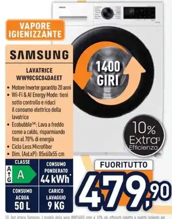 Unieuro SAMSUNG LAVATRICE WW90CGC04DAEET offerta