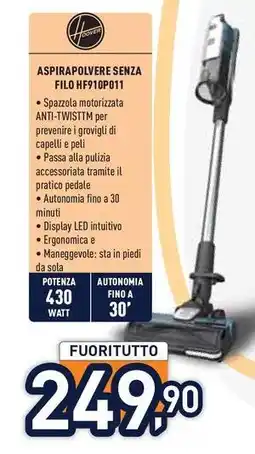 Unieuro Hoover ASPIRAPOLVERE SENZA FILO HF910P011 offerta