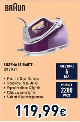 Unieuro BRAUN SISTEMA STIRANTE IS1514VI offerta