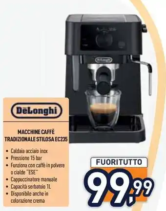 Unieuro DeLonghi MACCHINE CAFFÈ TRADIZIONALE STILOSA EC235 offerta