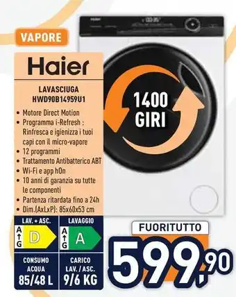 Unieuro Haier LAVASCIUGA HWD90B14959U1 offerta