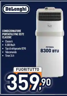 Unieuro DeLonghi CONDIZIONATORE PORTATILE PAC ES72 CLASSIC offerta