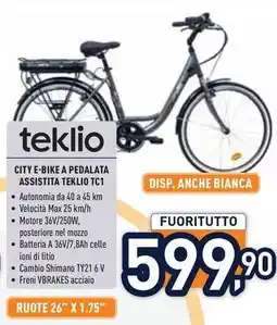 teklio CITY E-BIKE A PEDALATA ASSISTITA TEKLIO TC1