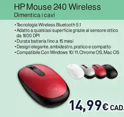 Unieuro HP Mouse 240 Wireless offerta