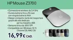 Unieuro HP Mouse Z3700 offerta