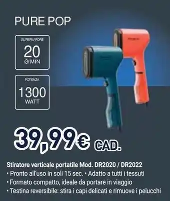 Unieuro PURE POP Stiratore verticale portatile offerta