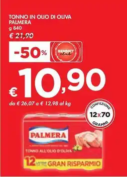 Bennet TONNO IN OLIO DI OLIVA PALMERA offerta