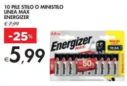 Bennet 10 PILE STILO O MINISTILO LINEA MAX ENERGIZER offerta