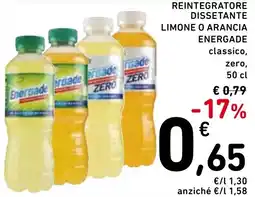 Spazio Conad REINTEGRATORE DISSETANTE LIMONE O ARANCIA ENERGADE classico, zero, 50 cl offerta