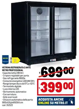 Metro VETRINA REFRIGERATA 2 ANTE METRO PROFESSIONAL offerta