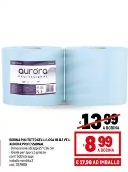 Metro BOBINA PULITUTTO CELLULOSA BLU 3 VELI AURORA PROFESSIONAL offerta