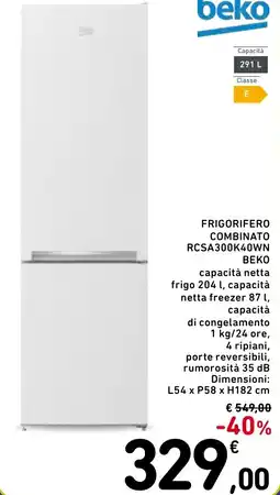 Spazio Conad FRIGORIFERO COMBINATO RCSA300K40WN BEKO offerta