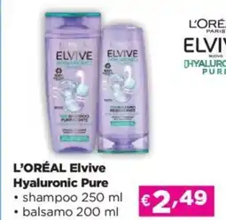 Acqua & Sapone L'ORÉAL Elvive Hyaluronic Pure shampoo 250 ml - balsamo 200 ml offerta