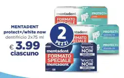 Acqua & Sapone MENTADENT protect+/white now dentifricio 2x75 ml offerta