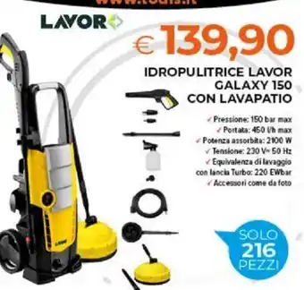 Todis LAVOR IDROPULITRICE LAVOR GALAXY 150 CON LAVAPATIO offerta