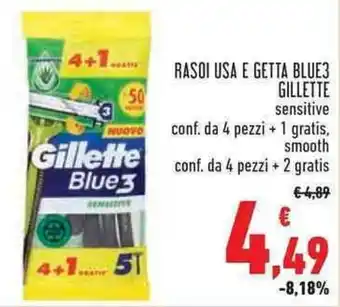 Conad Superstore RASOI USA E GETTA BLUE3 GILLETTE sensitive offerta