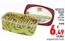 Conad Superstore VASCHETTA GELATO SIGEL vari tipi 1,35 kg offerta