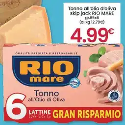 Despar Tonno all'olio d'oliva skip jack RIO MARE gr.65x6 offerta