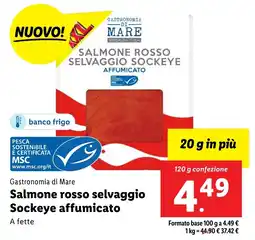 Lidl Gastronomia di Mare Salmone rosso selvaggio Sockeye affumicato 120 g confezione offerta