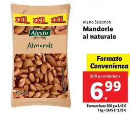 Lidl Alesto Selection Mandorle al naturale 500 g confezione offerta