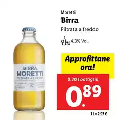 Lidl Birra Moretti Filtrata a freddo 4.3% Vol. offerta