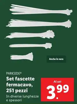 Lidl PARKSIDE® Set fascette fermacavo, 251 pezzi offerta