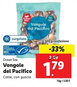 Lidl Ocean Sea Vongole del Pacifico Cotte, con guscio 500 g confezione offerta
