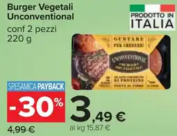Carrefour Burger Vegetali Unconventional conf 2 pezzi 220 g offerta