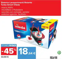 Carrefour Sistema Lavapavimenti Rotante Turbo Smart Vileda offerta
