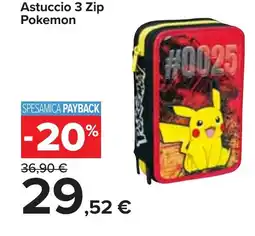 Carrefour Astuccio 3 Zip Pokemon offerta