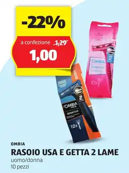 ALDI OMBIA RASOIO USA E GETTA 2 LAME uomo/donna 10 pezzi offerta