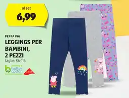 ALDI PEPPA PIG LEGGINGS PER BAMBINI, 2 PEZZI taglie: 86-116 offerta